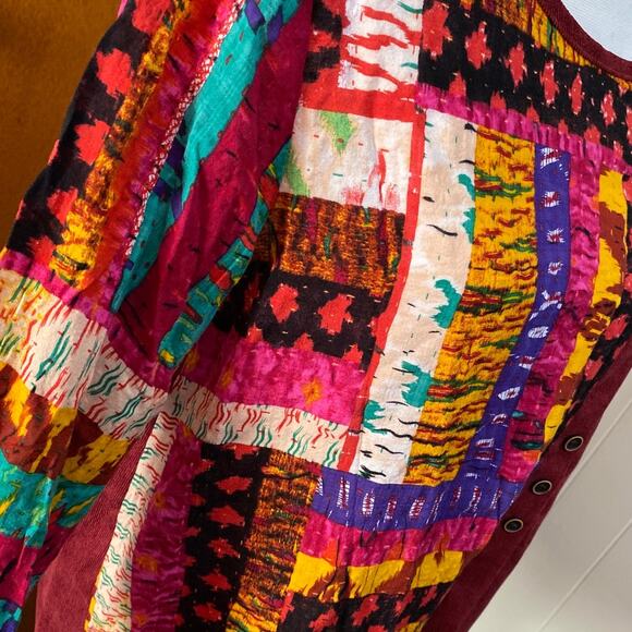 Abstract Multicolor Colorblock Top Blouse Top Long Sleeve Size Med Gracila Tunic - Picture 3 of 10
